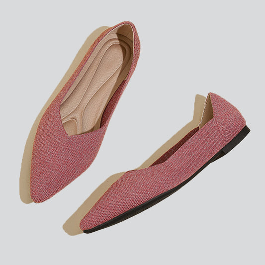Slip-On Pointed Toe Glittering Flats
