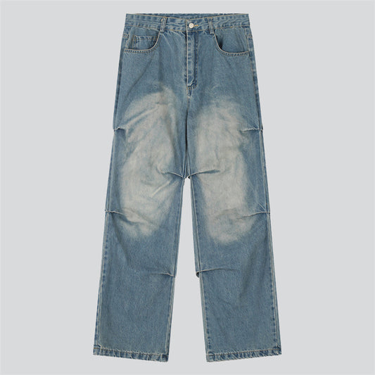Washed Effect Pleated Trendy Jeans
