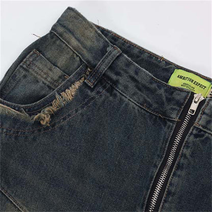 Chic Patchwork Zip Jeans