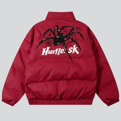 Spider Embroidery Puffer Jacket