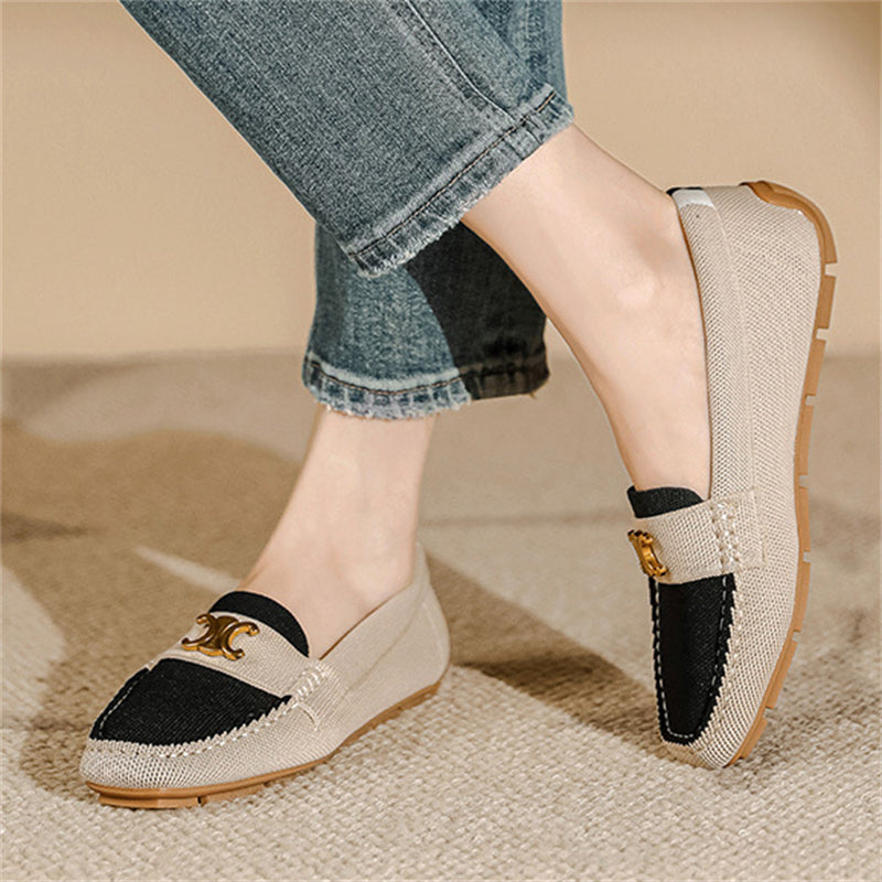 Elegant Square Toe Knitted Loafers
