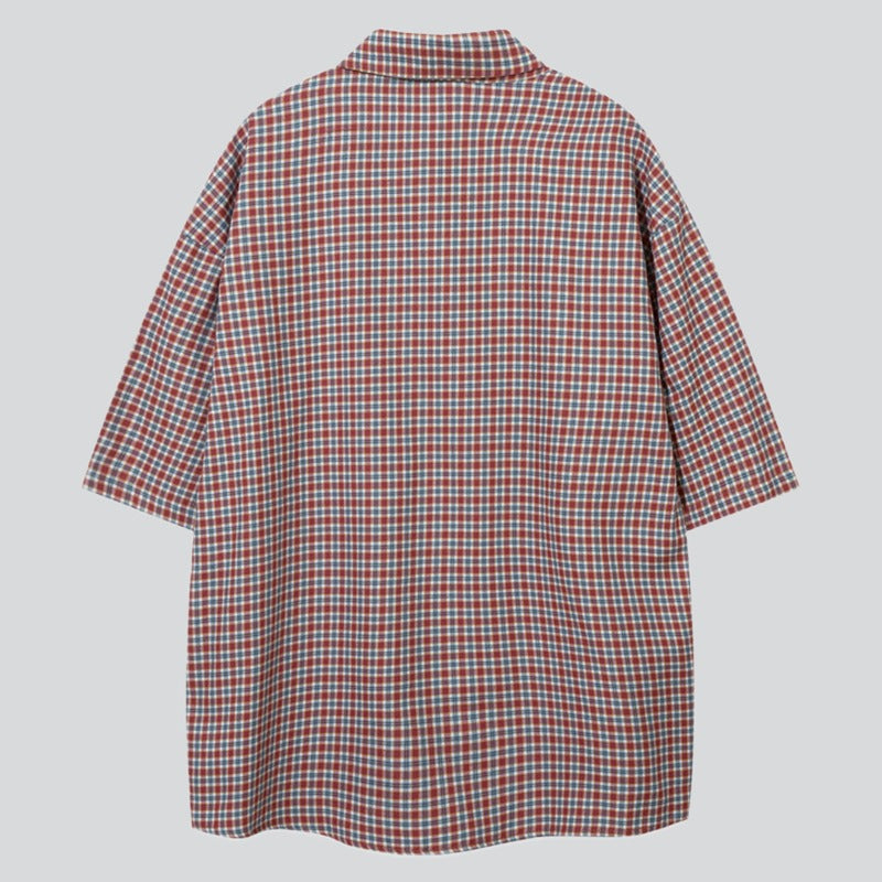 Street Trendy Half Sleeve Plaid Shirt