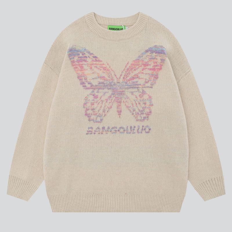 Butterfly Print Pullover Sweater