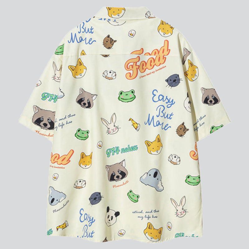 Animals Cartoon Print Shirt