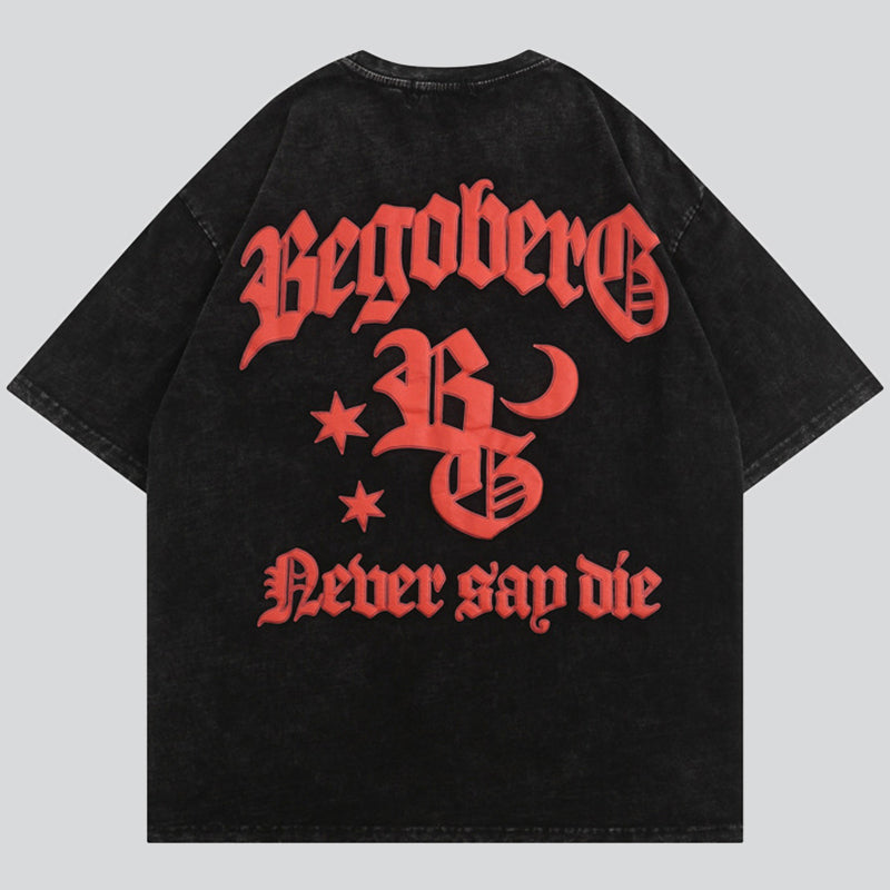 Gothic Style Letter Print Tees