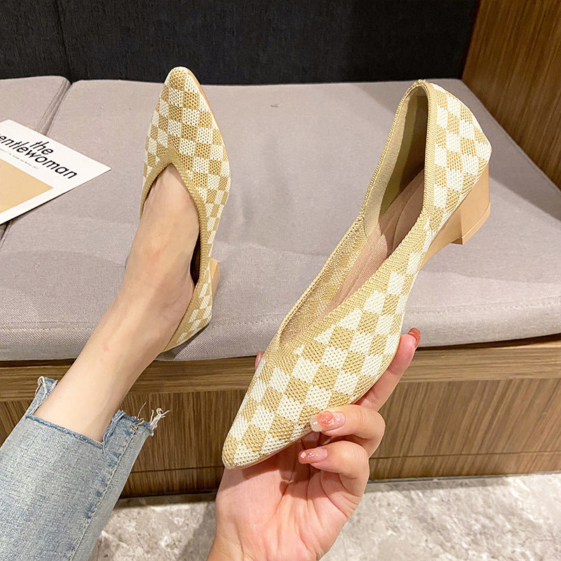 Knit Breathable Pointy Toe Heels