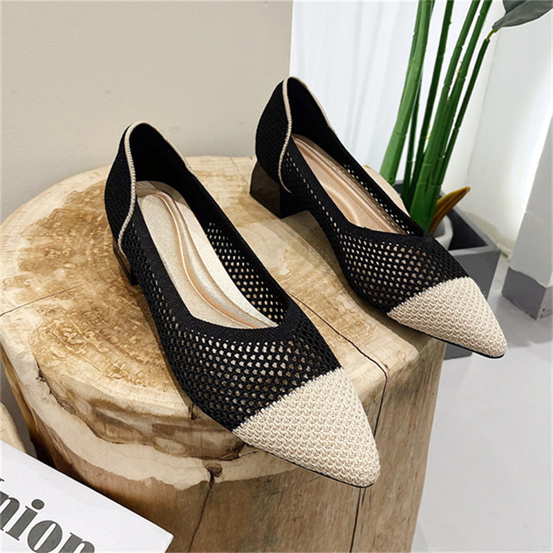 Summer Hollow Out Breathable Chunky Heels