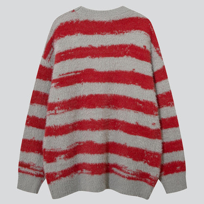Contrast Color Stripes Spider Sweater