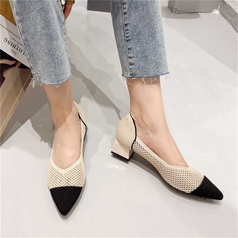 Summer Hollow Out Breathable Chunky Heels