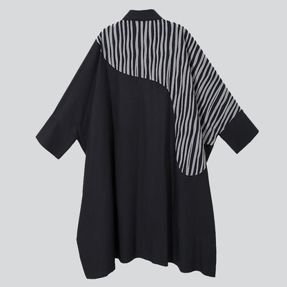 Striped Color Block Shirt Dress