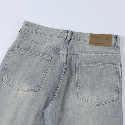 Vintage Blue Knee Zipper Design Jean