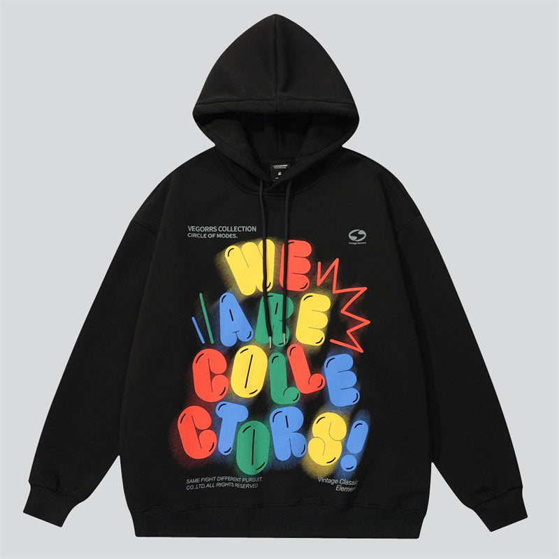 "We Are Collectors" Letter Print Hoodies