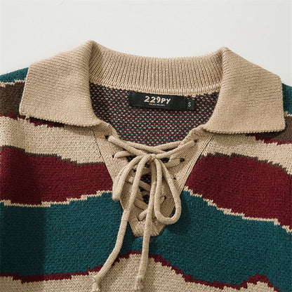 Ripped Holes Striped Short Sweater