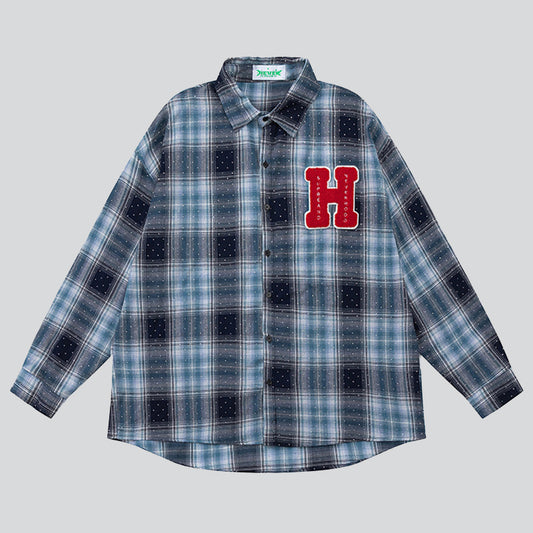 "H" Letter Patch Embroidered Shirts
