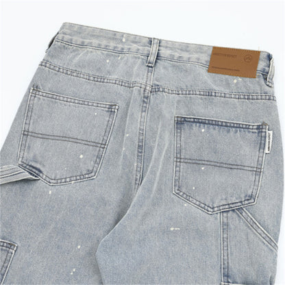 White Ink Spot Patchwork Blue Jeans