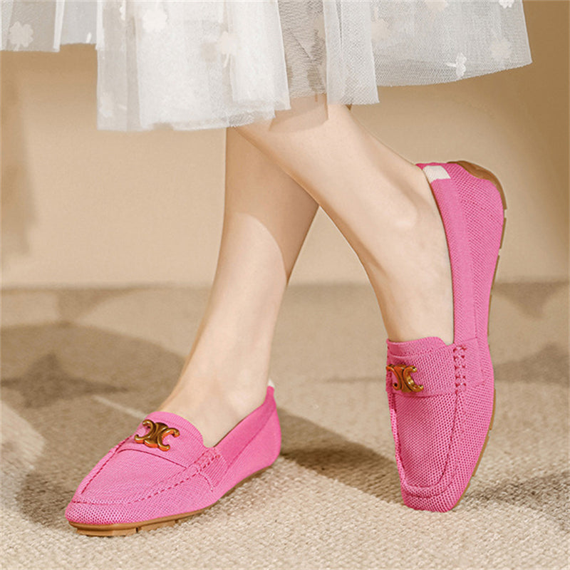 Elegant Square Toe Knitted Loafers