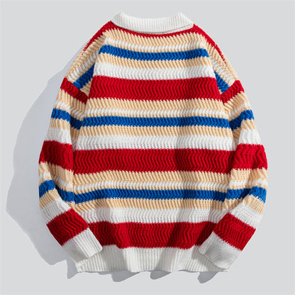 Rainbow Stripe Polo Sweater