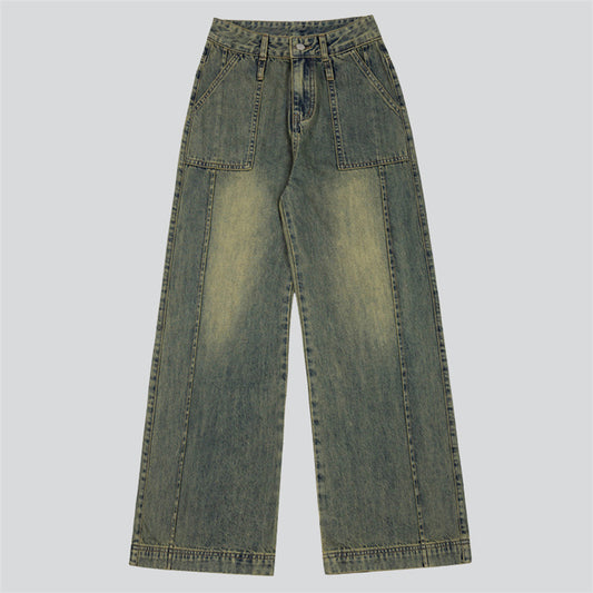 Retro Washed Wide Leg Jeans
