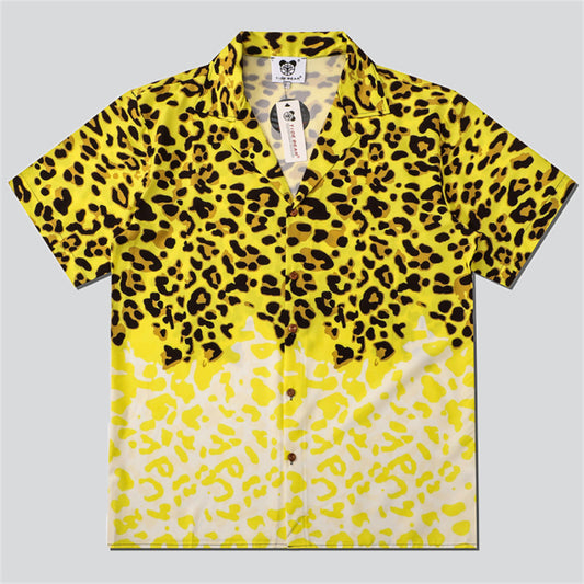 Yellow Leopard Print Beach Shirt