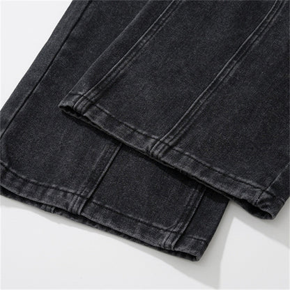 Washed Spliced Black Jeans