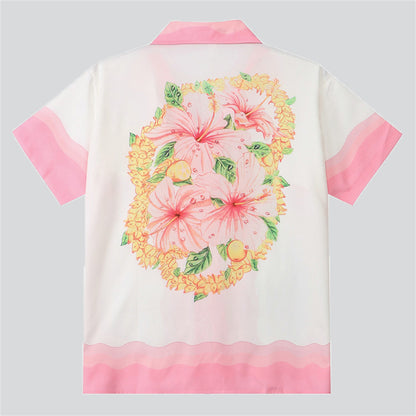 Summer Pink Shirt with Lily Pattern