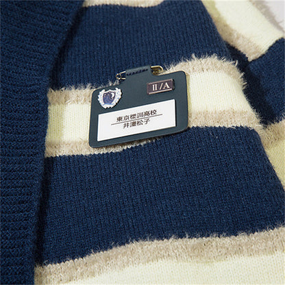 Contrast Color Lapel Knit Sweater