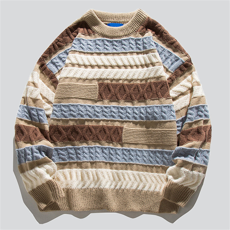 Autumn Contrast Color Stripe Sweater