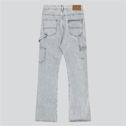 White Ink Spot Patchwork Blue Jeans