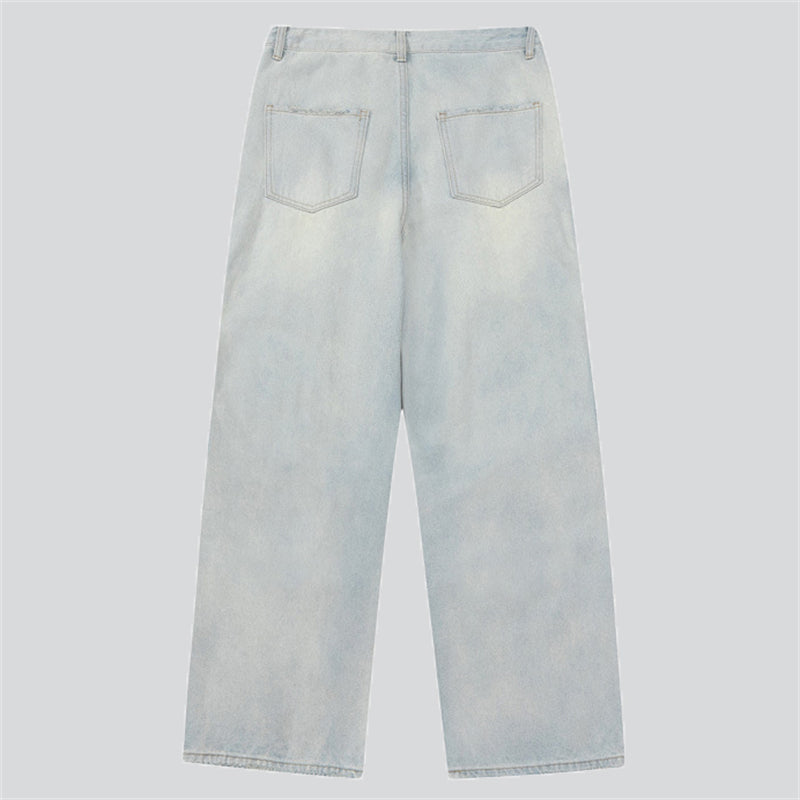 Vintage Light Blue Multi-Pocket Denim Pants