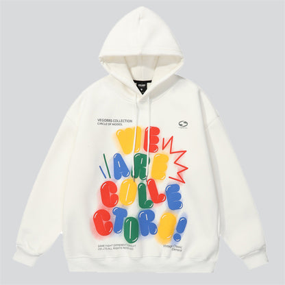 "We Are Collectors" Letter Print Hoodies