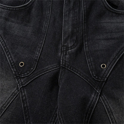 Washed Spliced Black Jeans