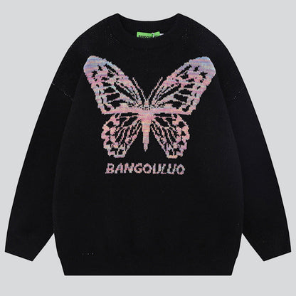 Butterfly Print Pullover Sweater