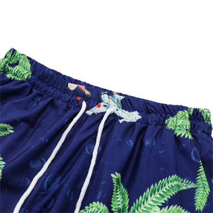 Coconut Tree Print Aloha Shirt + Beach Shorts