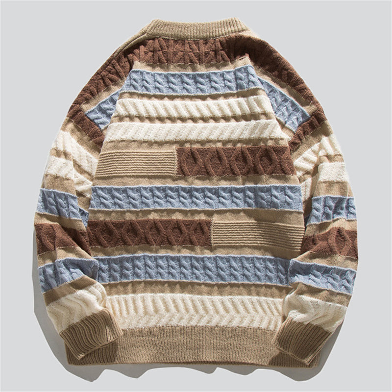 Autumn Contrast Color Stripe Sweater