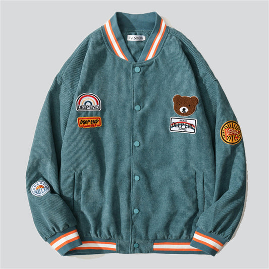 Vintage Corduroy Little Bear Baseball Jacket