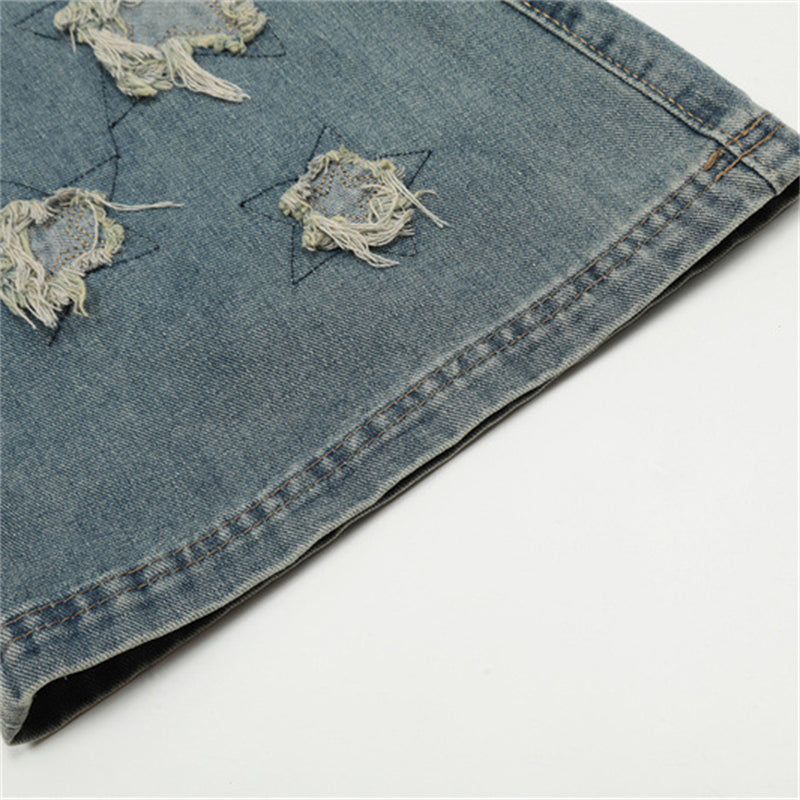 Frayed Stars Patch Jeans