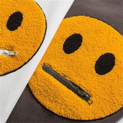 Emoji Face Flocking Pullover Hoodies