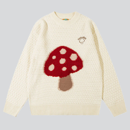 Mushroom Pattern Knitted Sweater