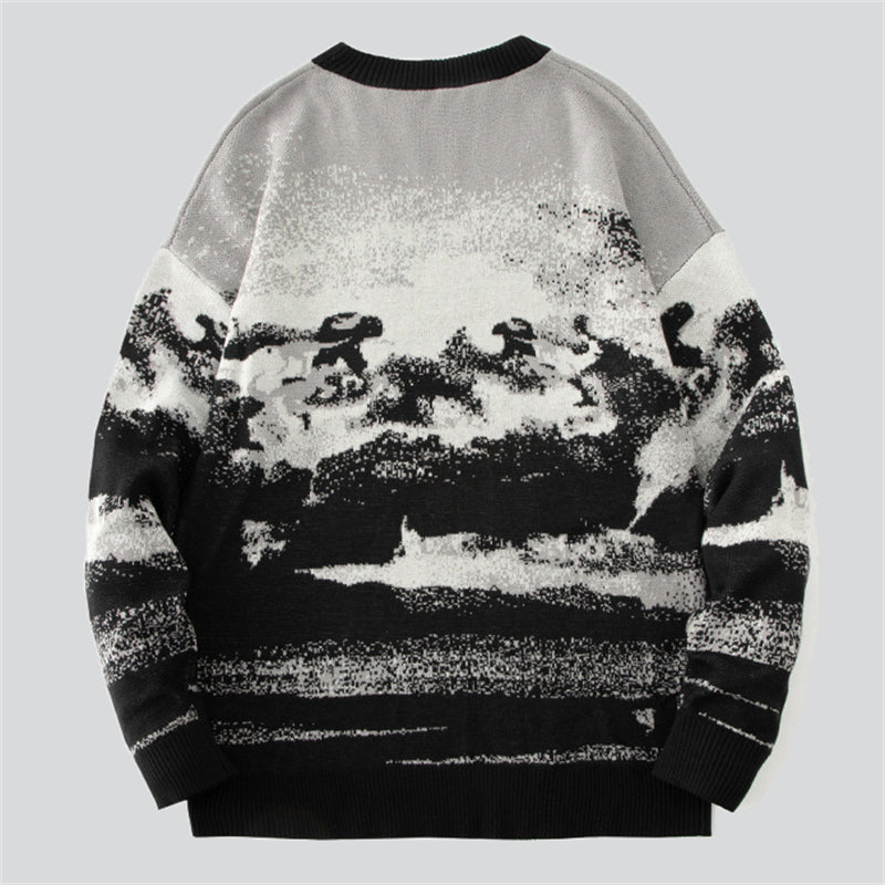 Vintage Black White Autumn Sweater
