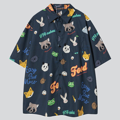 Animals Cartoon Print Shirt