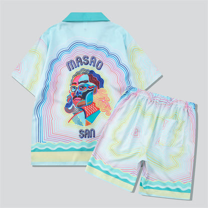 Colourful Waves Print Beach Outfits