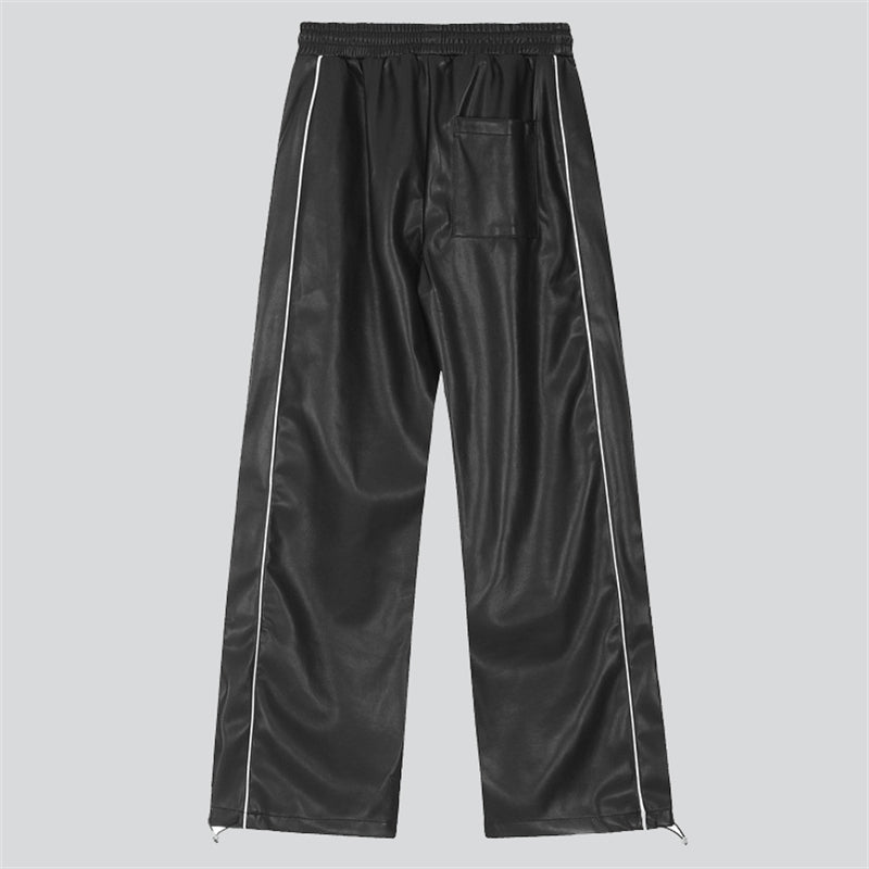 Vintage PU Leather Straight-Leg Pants