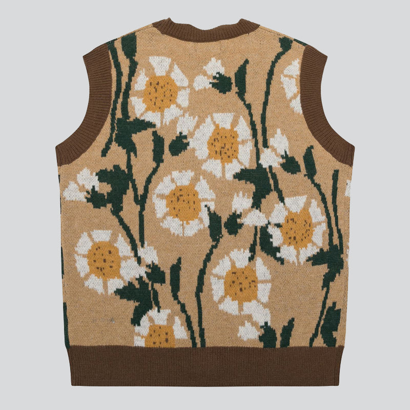 V-neck Floral Sweater Vest