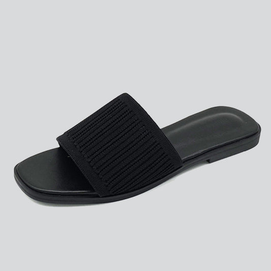 Simple Open Toe Flat Slippers