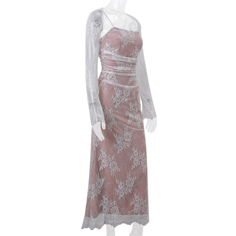 Tie-back Floral Lace Dress