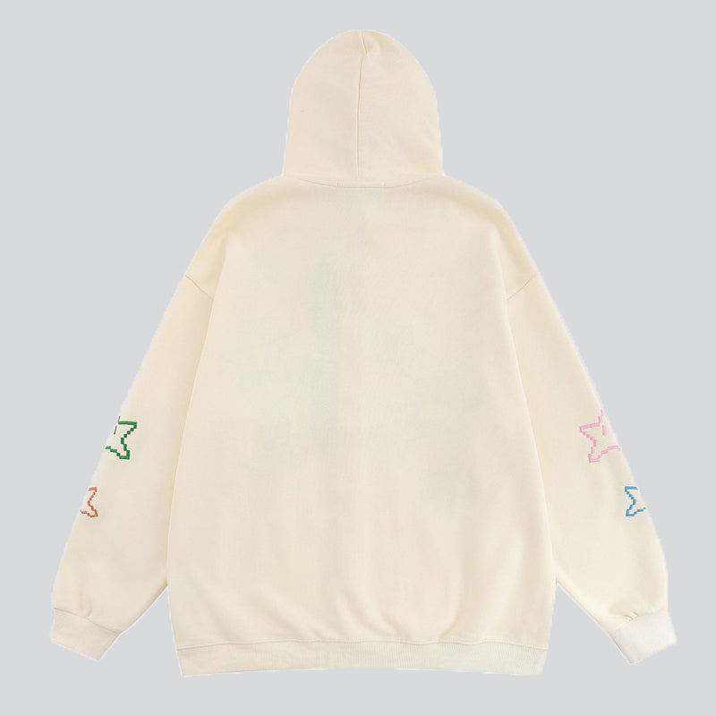 Multicolor Stars Embroidery Hoodie
