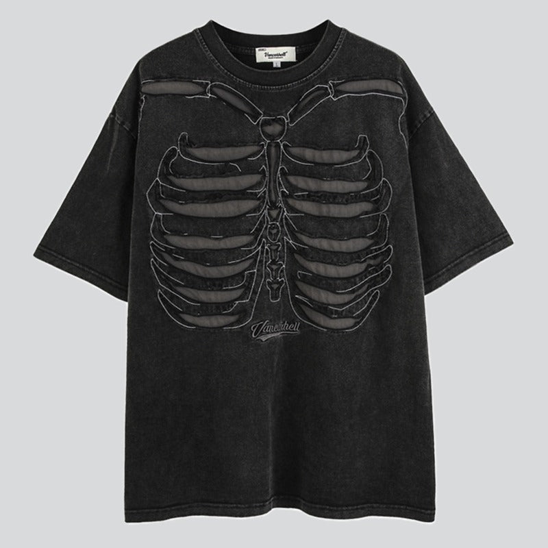 Ribs Spine Embroidery Street Tees