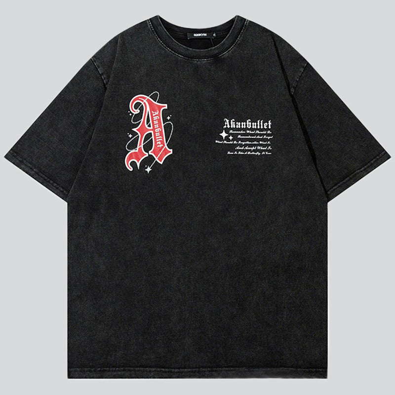 Cracked Letter A Print Vintage Tees
