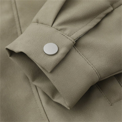 Retro Metal Button Lapel PU Leather Jacket