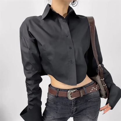 Chic Ruched Cropped Shirt